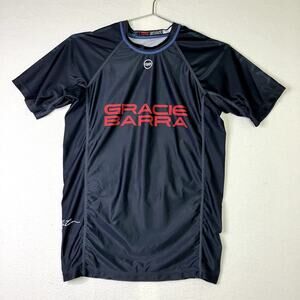 Gracie Barra Mens S Black Rashguard Equipe Edition Compress MMA